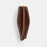 Coach Double Zip Wallet In Signature Canvas Gold Tan Brown