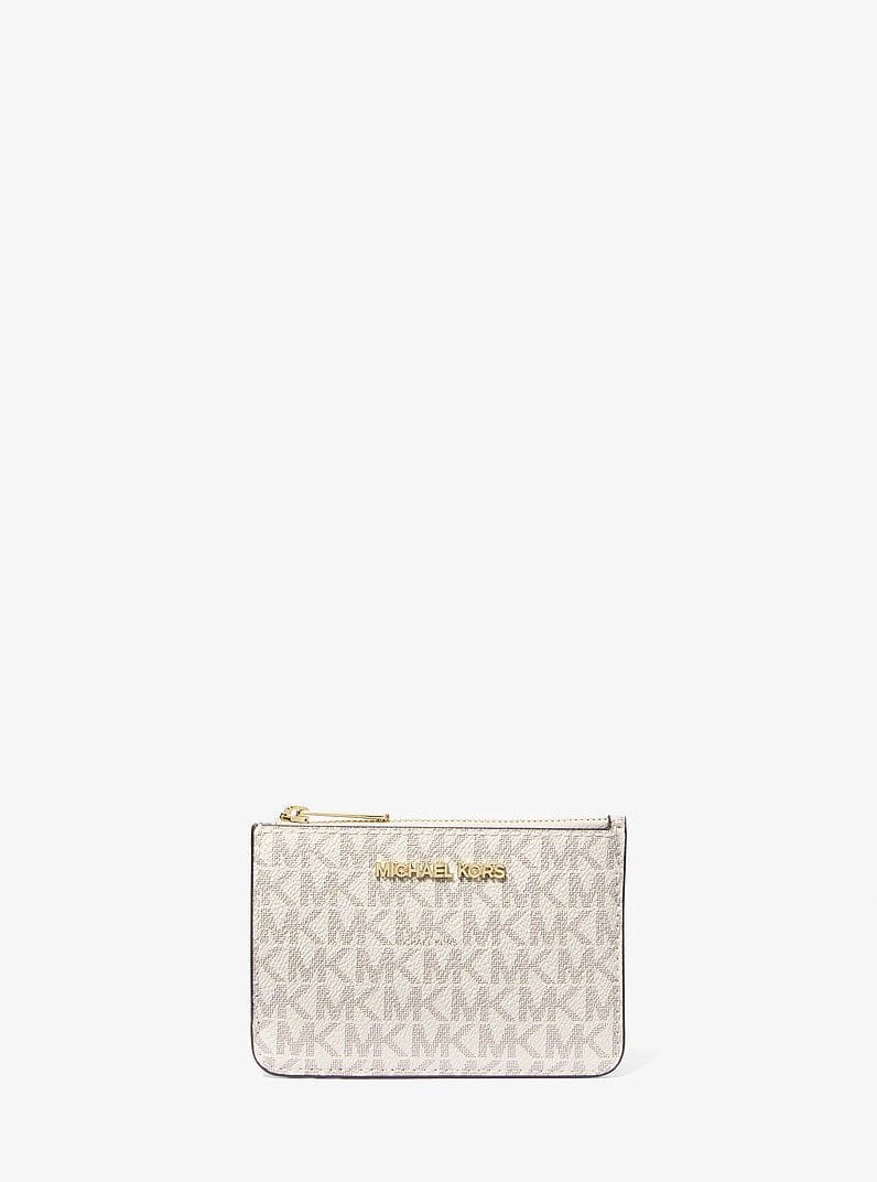Michael Kors Jet Set Travel Small Signature Logo Coin Purse Vanilla