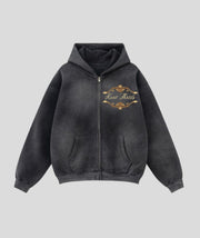Oversized Acid-Wash Zip Hoodie