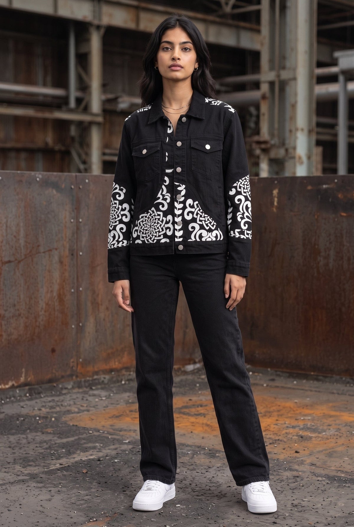 PATCHWORK DENIM BLACK WOMEN'S JACKET [50/50 LIMITED EDITION]