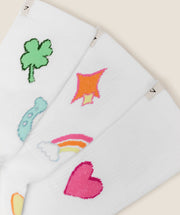 Women's Gymshark Lucky Graphic Crew Socks 3Pk White