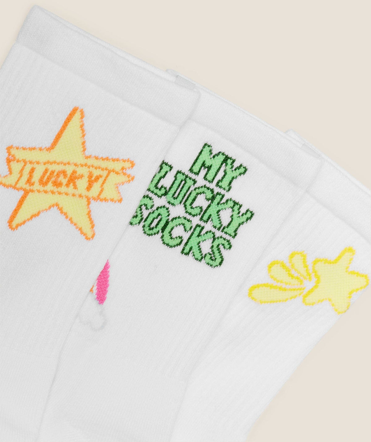 Women's Gymshark Lucky Graphic Crew Socks 3Pk White