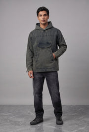 ACID WASH DENIM MEN'S HOODIE