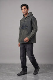 ACID WASH DENIM MEN'S HOODIE