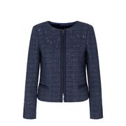 Lurex Tweed Zip-Up Jacket with Micro Sequins