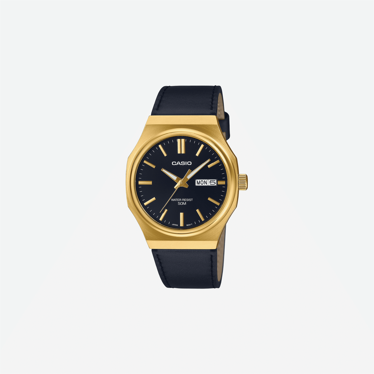 Casio Enticer MTP-E735GL-1AVDF Quartz Black Dial Analog Leather Watch
