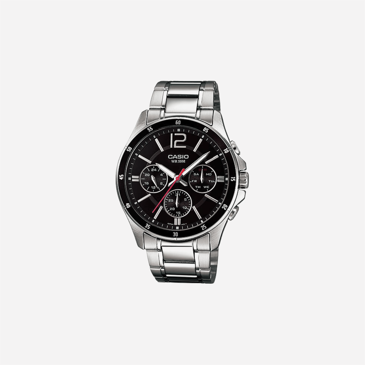 Casio Enticer MTP-1374D-1AVDF Quartz Black Dial Chronograph Stainless Steel