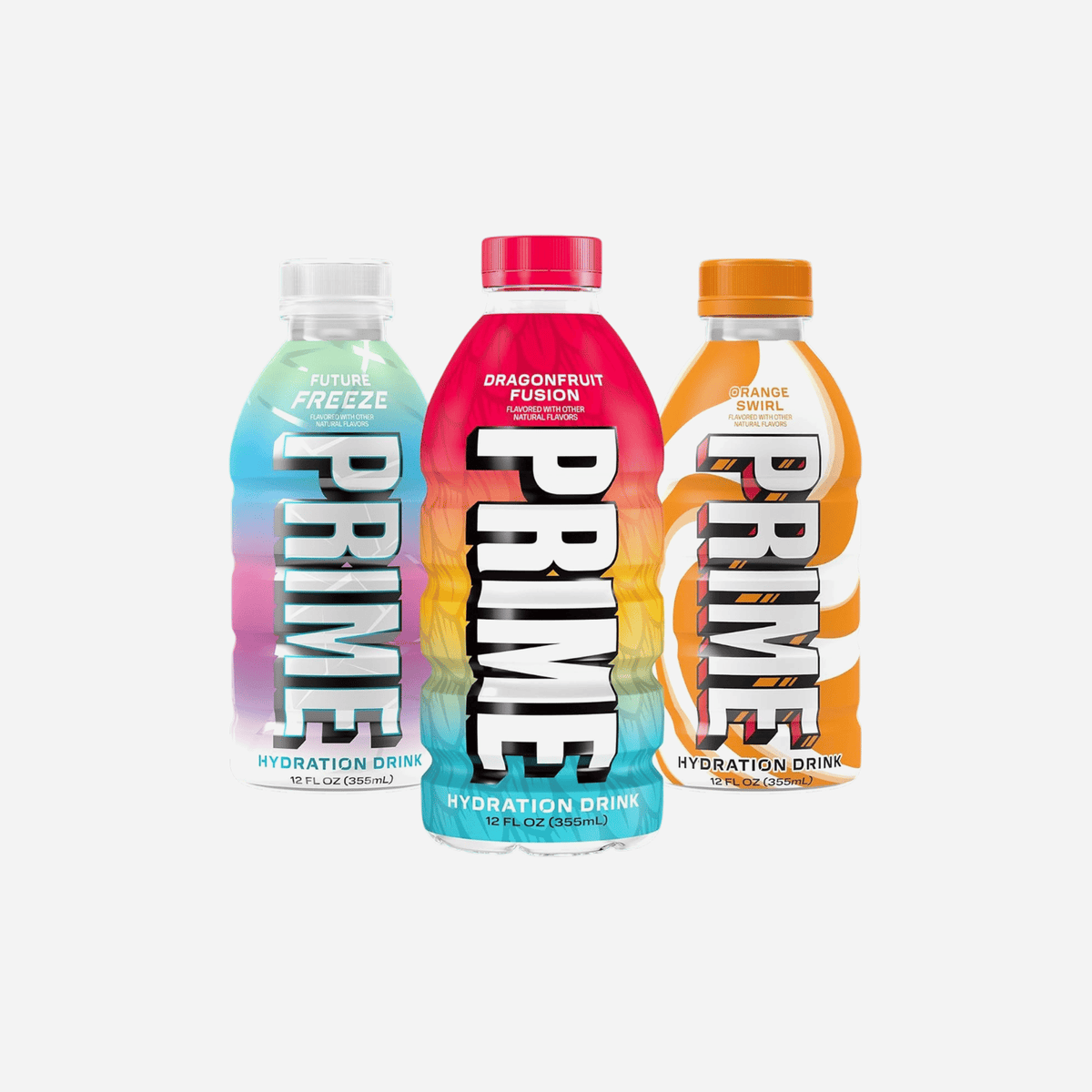 Prime Hydration Variety Pack, Dragonfruit Fusion, Orange Swirl & Future Freeze Sports Drinks
