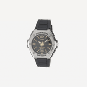 Casio Illuminator Quartz Sport Watch with Black Resin Strap Heavy Duty Metal Bezel Model: MWA100H-1A2V Silver-Tone