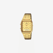 Casio Vintage AQ-230GA-9DMQD Quartz Gold Dial Analog-Digital Stainless Steel Watch