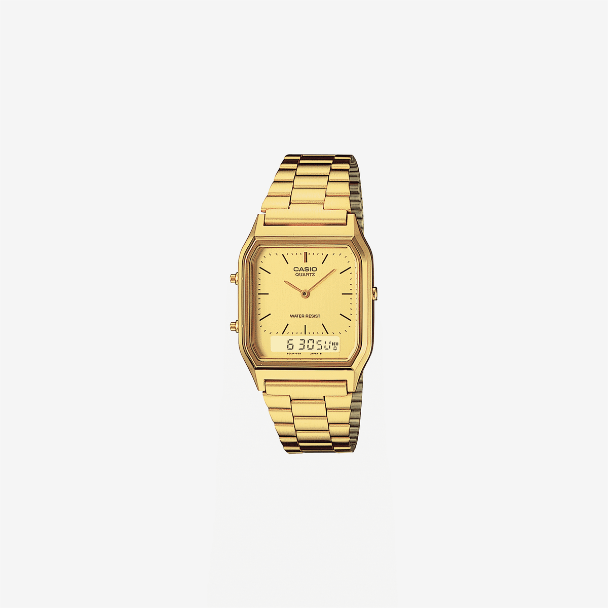 Casio Vintage AQ-230GA-9DMQD Quartz Gold Dial Analog-Digital Stainless Steel Watch