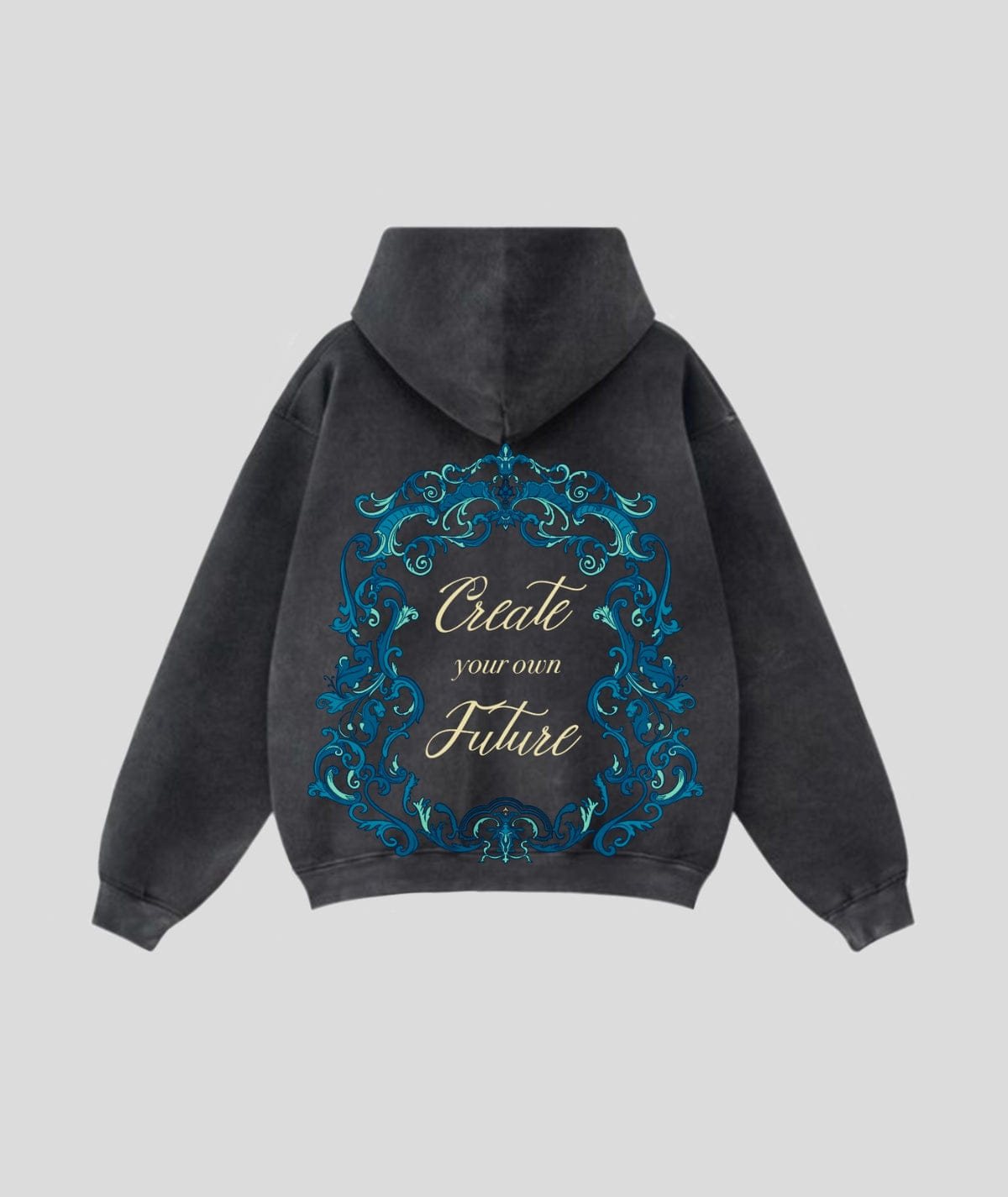 Acid-Wash Zip-Up Hoodie with Graphic Artwork