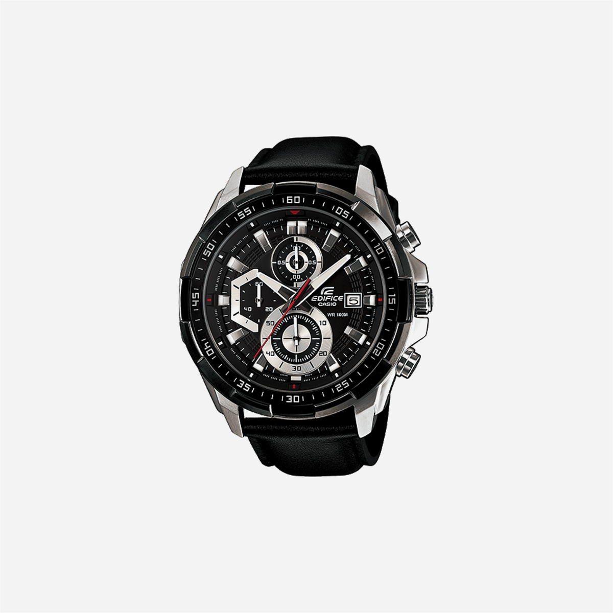 Casio Edifice EFR-539L-1AVUDF Quartz Black Dial Chronograph Leather Watch