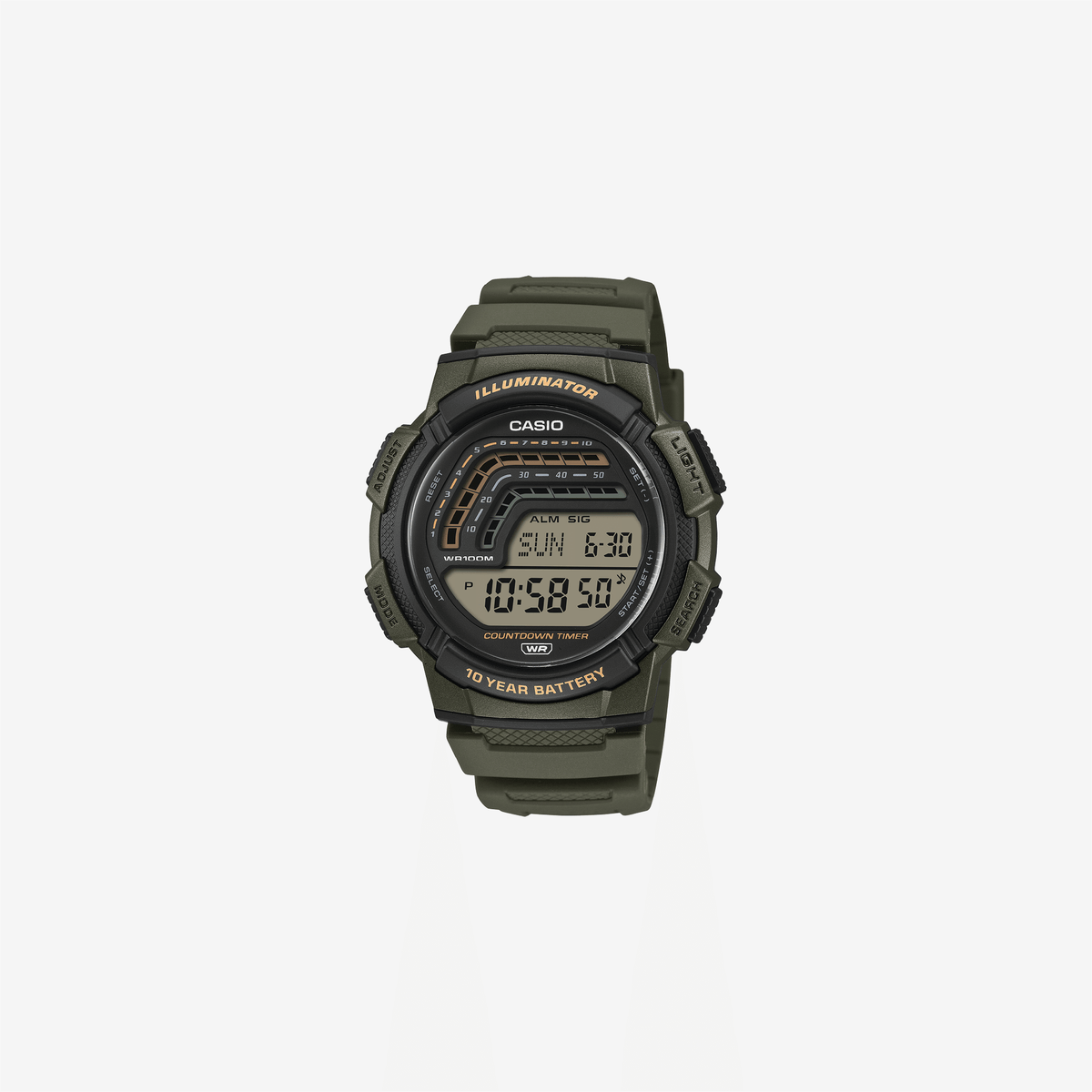 Casio WS-1800-3AVDF Quartz Transparent Dial Digital Resin Watch