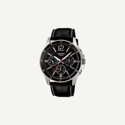 Casio Enticer MTP-1374L-1AVDF Quartz Black Dial Chronograph Leather Watch