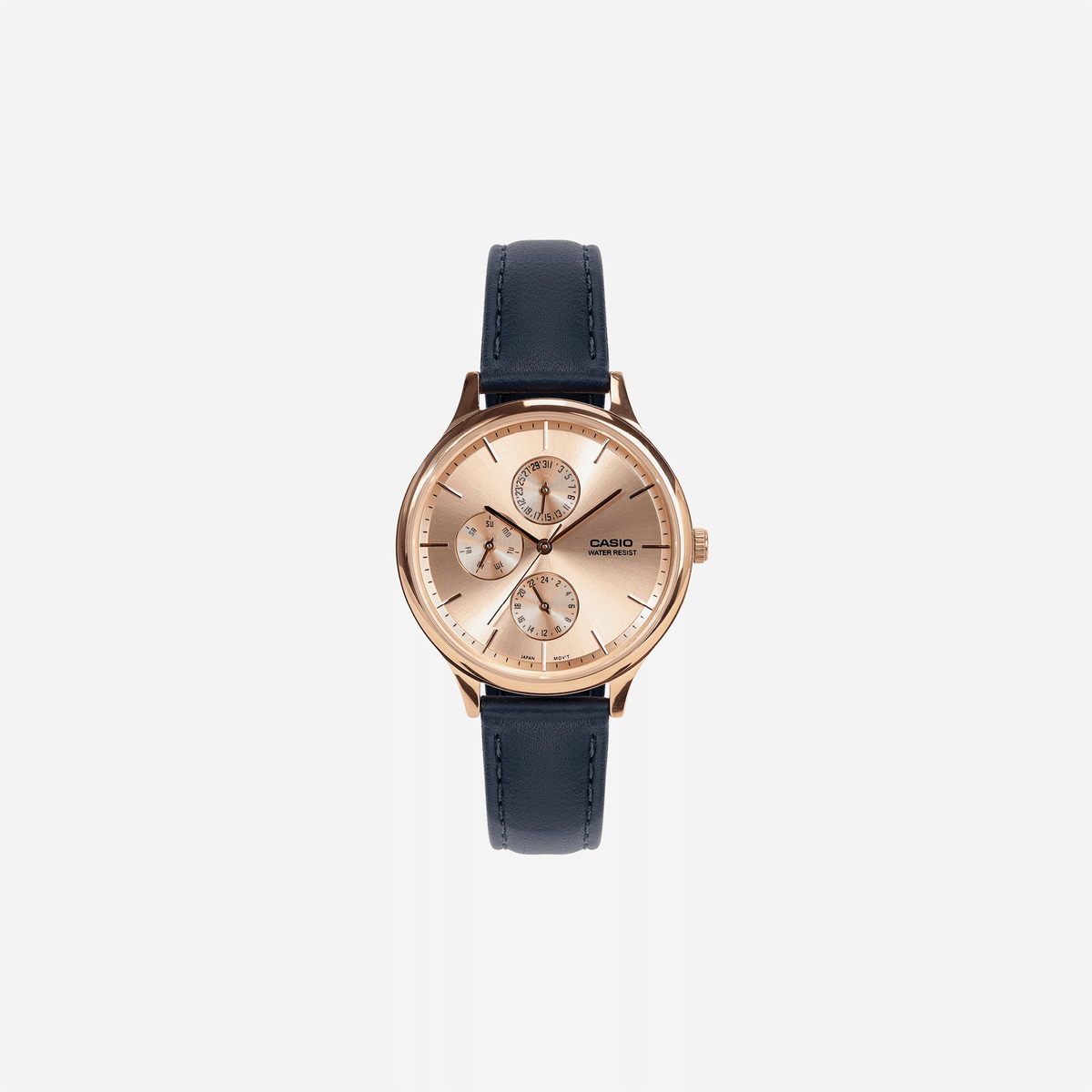 Casio Enticer LTP-SN7YRL-4A Quartz Rose Gold Dial Multi-Function Leather Watch