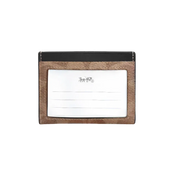 Coach Slim Id Card Case In Signature Canvas 'Tan & Black'