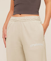 Women's Gymshark Chainstitch Graphic Wide Leg Joggers Pebble Grey