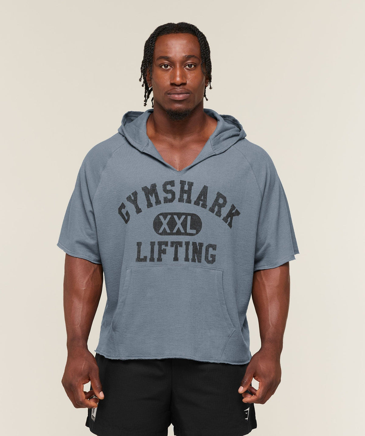 Gymshark Summer Pump Cover Short Sleeve Hoodie Iron Blue