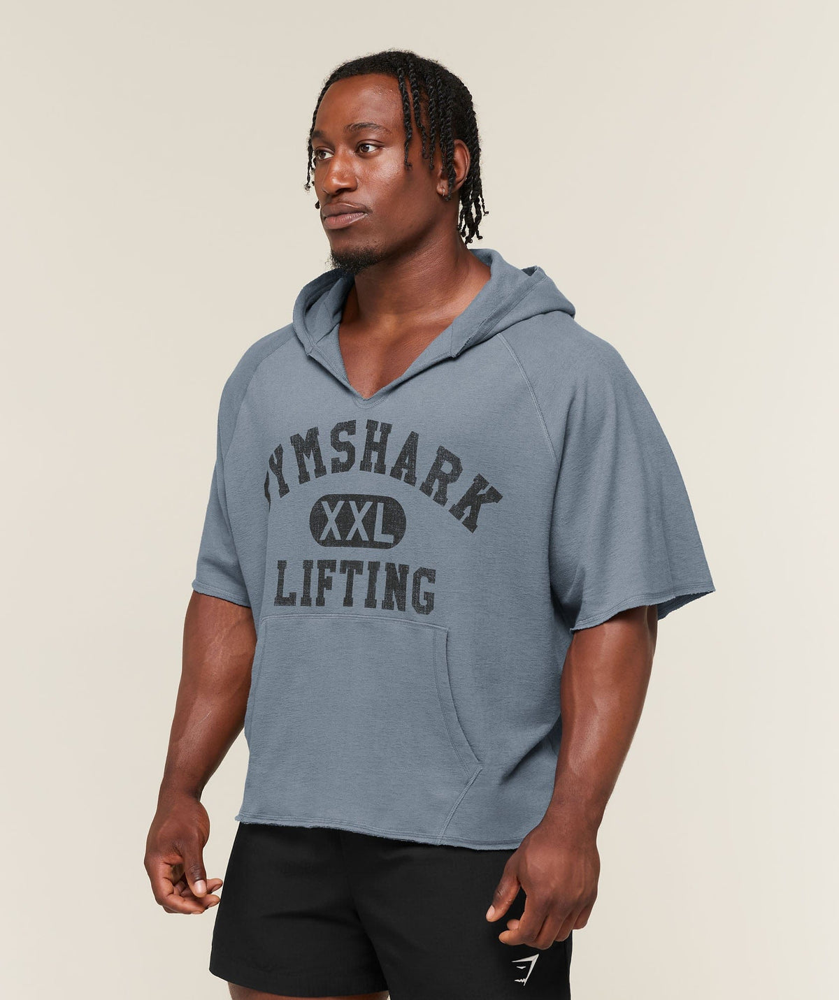 Gymshark Summer Pump Cover Short Sleeve Hoodie Iron Blue