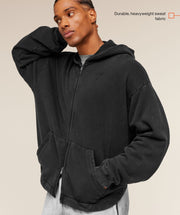 Gymshark Conditioning Club Washed Zip Through Hoodie Black