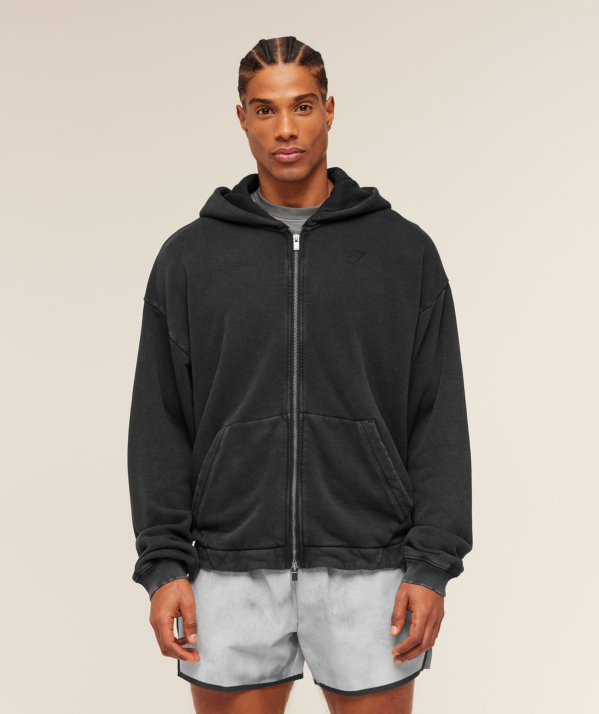 Gymshark Conditioning Club Washed Zip Through Hoodie Black