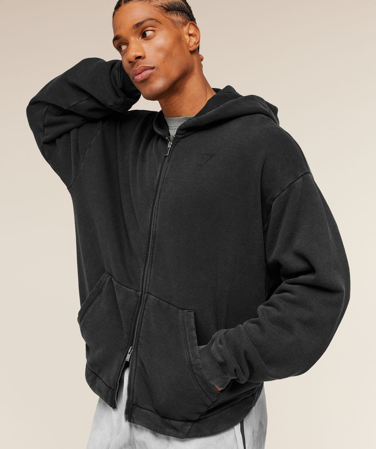 Gymshark Conditioning Club Washed Zip Through Hoodie Black