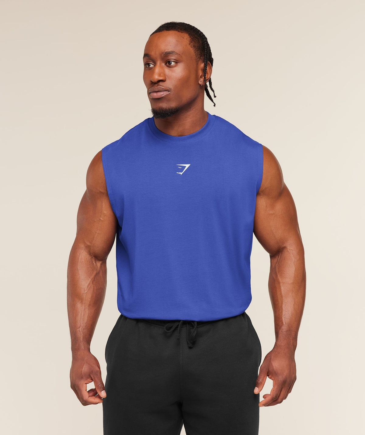 Gymshark Power Cut Off Tank Force Blue
