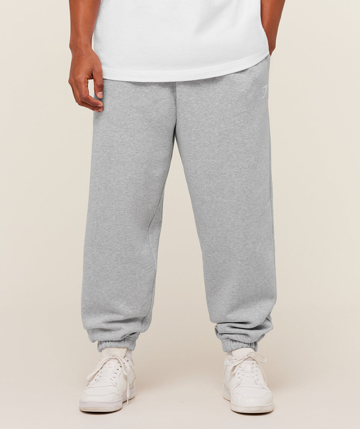 Gymshark Crest Oversized Joggers Light Grey Core Marl