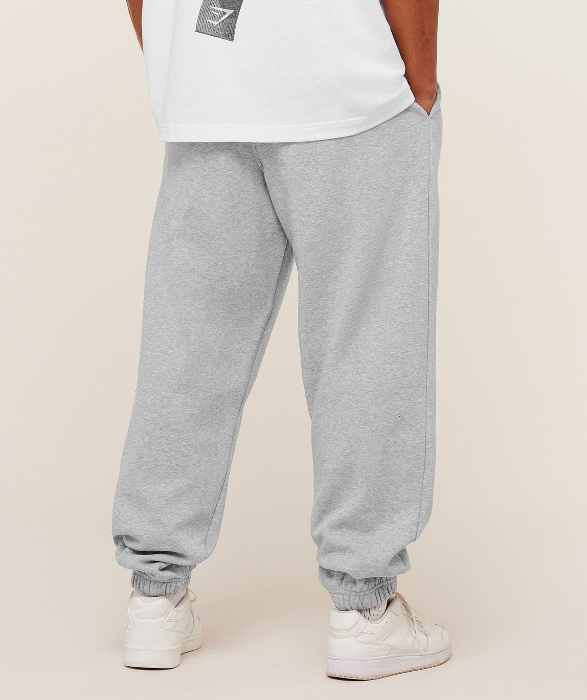 Gymshark Crest Oversized Joggers Light Grey Core Marl