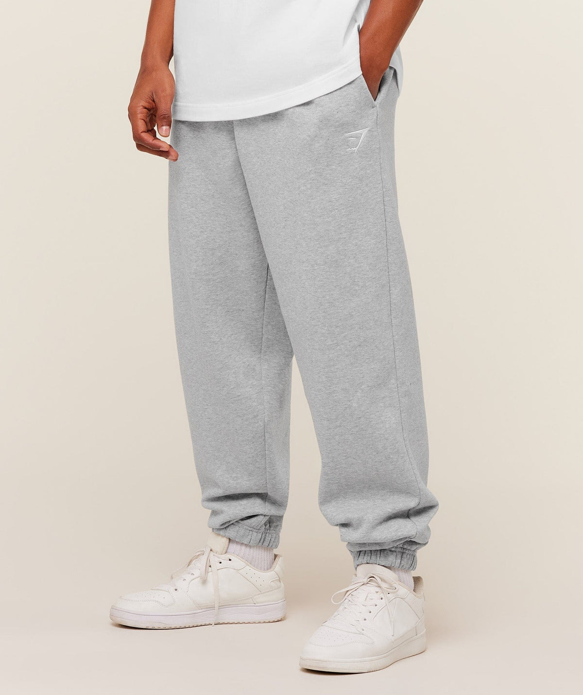 Gymshark Crest Oversized Joggers Light Grey Core Marl