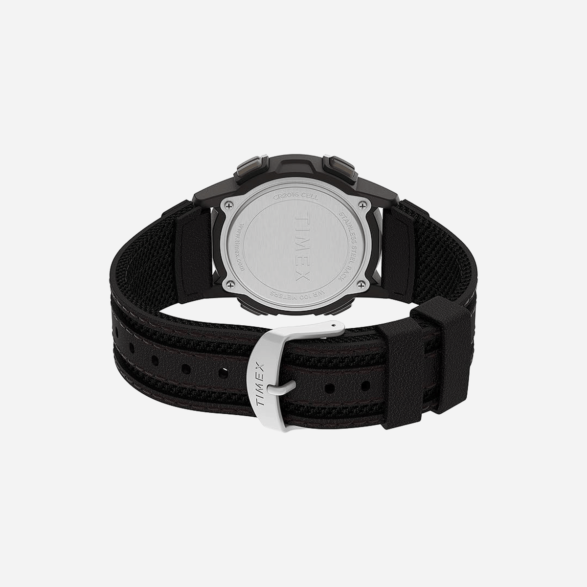 Timex Expedition Digital CAT5 Green Dial Black Brown Leather Strap Watch