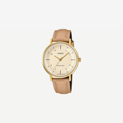 Casio Enticer LTP-VT03GL-4BDF Quartz Gold Dial Analog Brown Leather Strap Watch