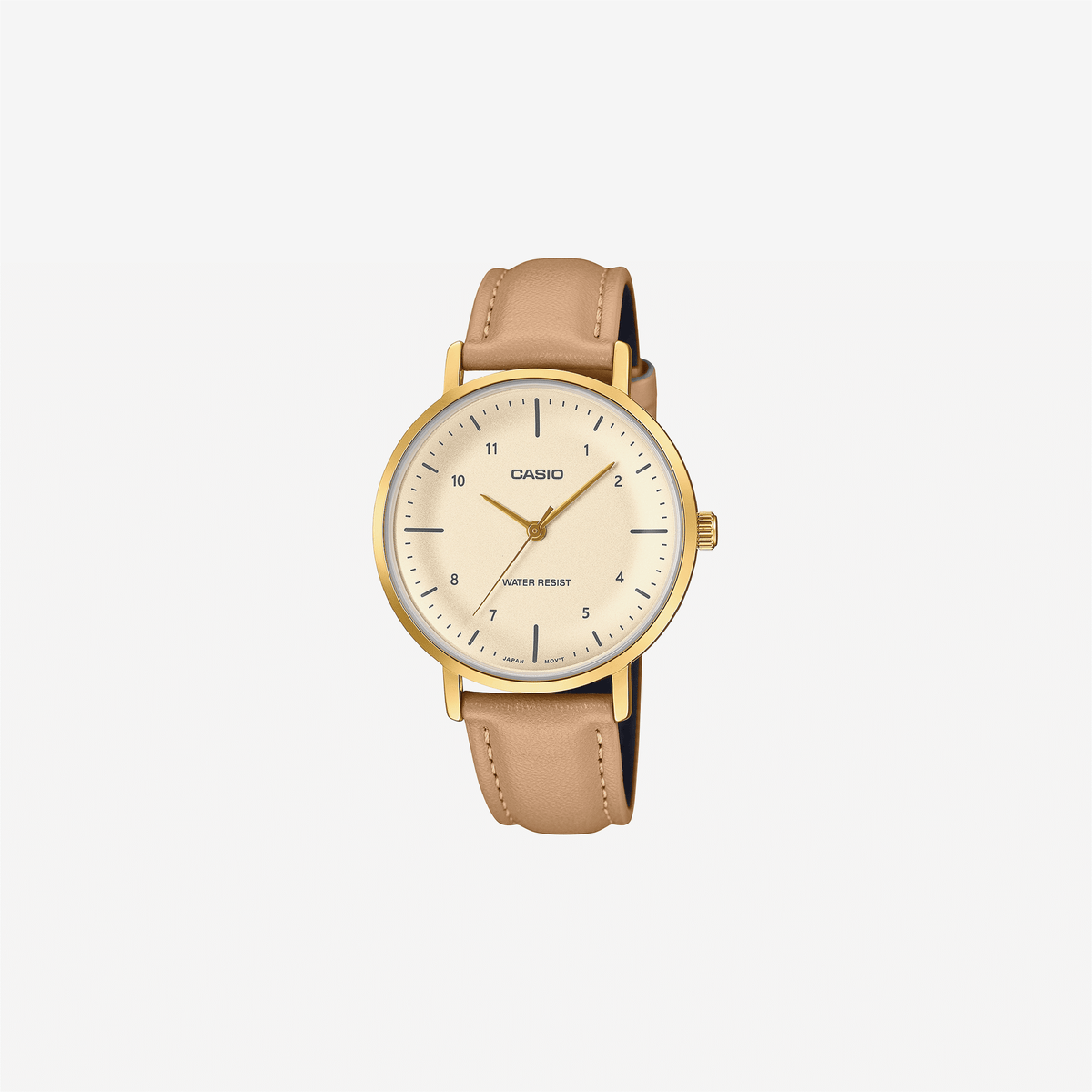 Casio Enticer LTP-VT03GL-4BDF Quartz Gold Dial Analog Brown Leather Strap Watch