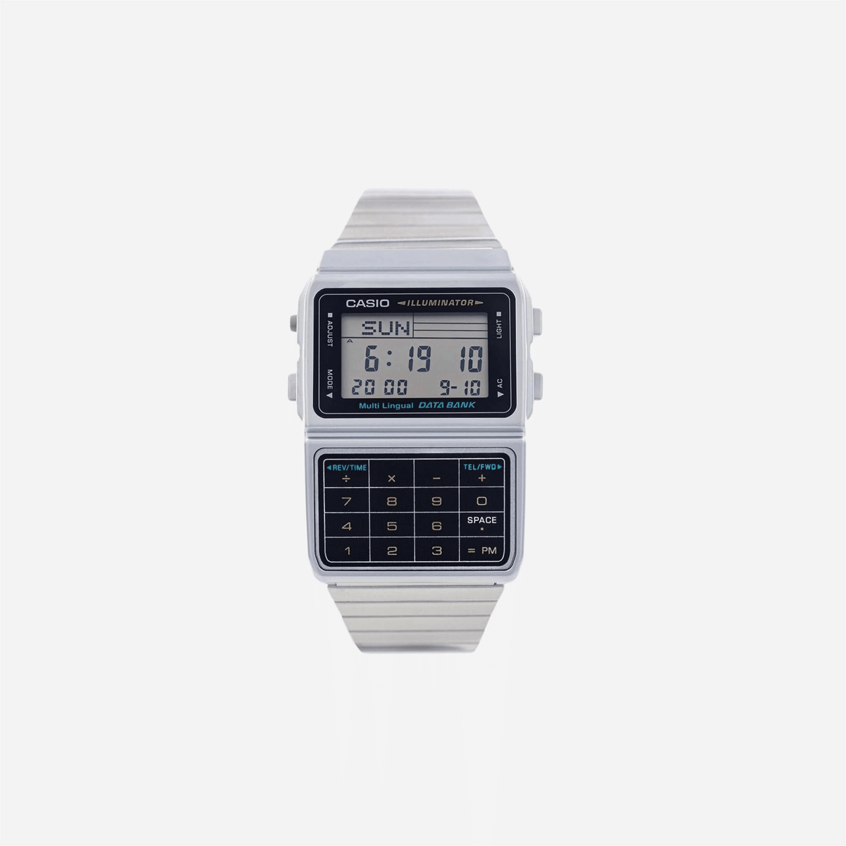 Casio Silver Tone 25 Memory Calculator Databank Watch