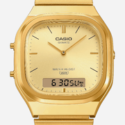 Casio Vintage AQ-240EG-9A Gold-Tone Analog Digital Retro Stainless Steel Watch with Dual Time