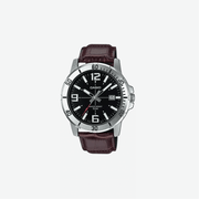 Casio MTP-VD01L-1BVUDF Black Dial Brown Leather Strap Watch