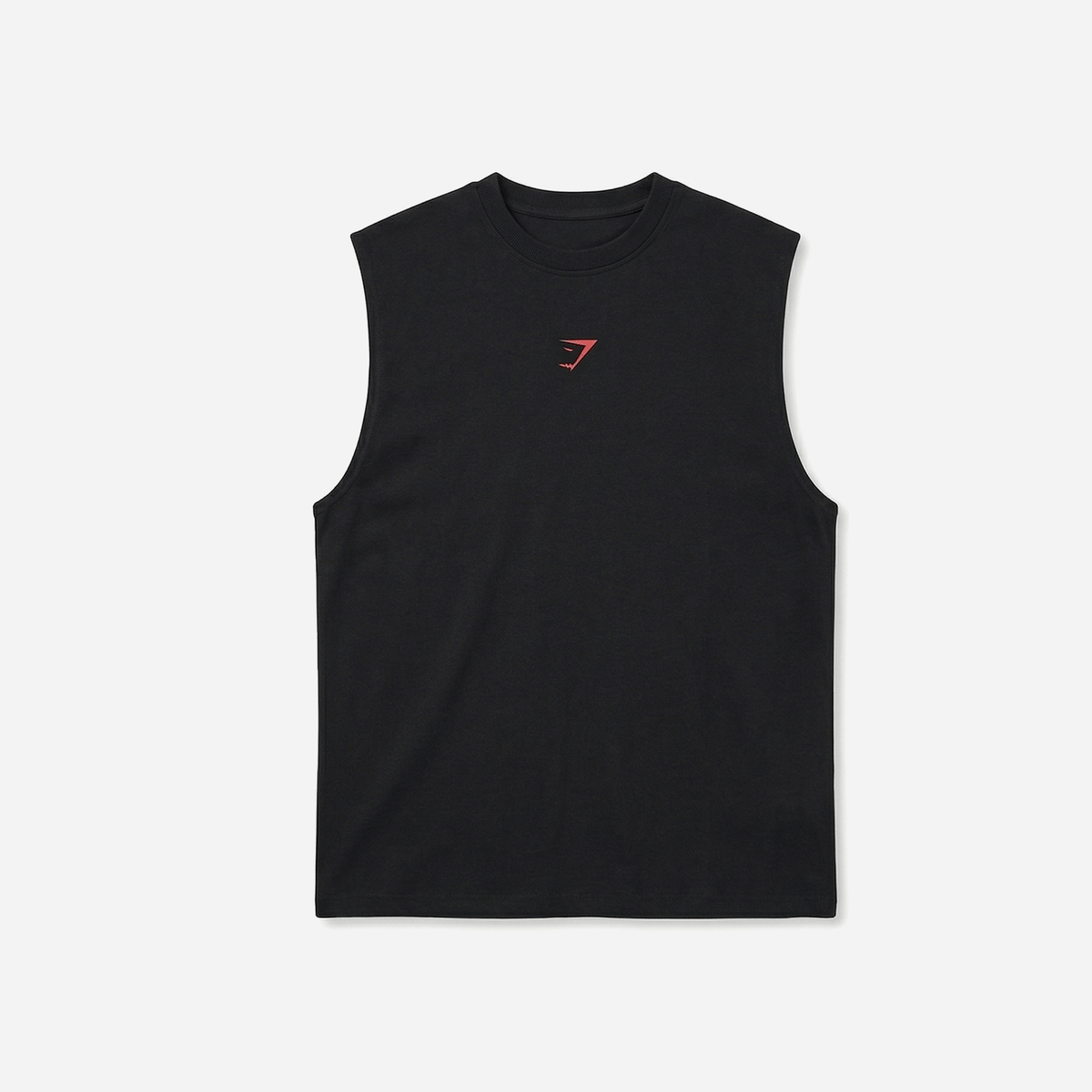 Gymshark Power Cut Off Tank Black/Conditioning Red Oversized Fit