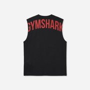Gymshark Power Cut Off Tank Black/Conditioning Red Oversized Fit
