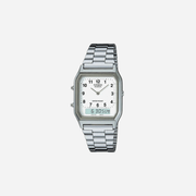 Casio Vintage AQ-230A-7BMQ Quartz White Dial Analog Stainless Steel Watch