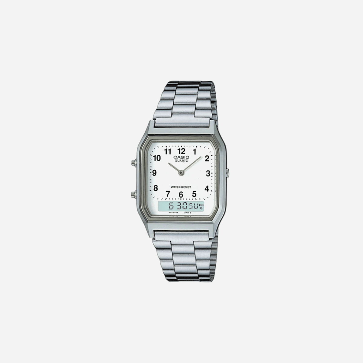 Casio Vintage AQ-230A-7BMQ Quartz White Dial Analog Stainless Steel Watch