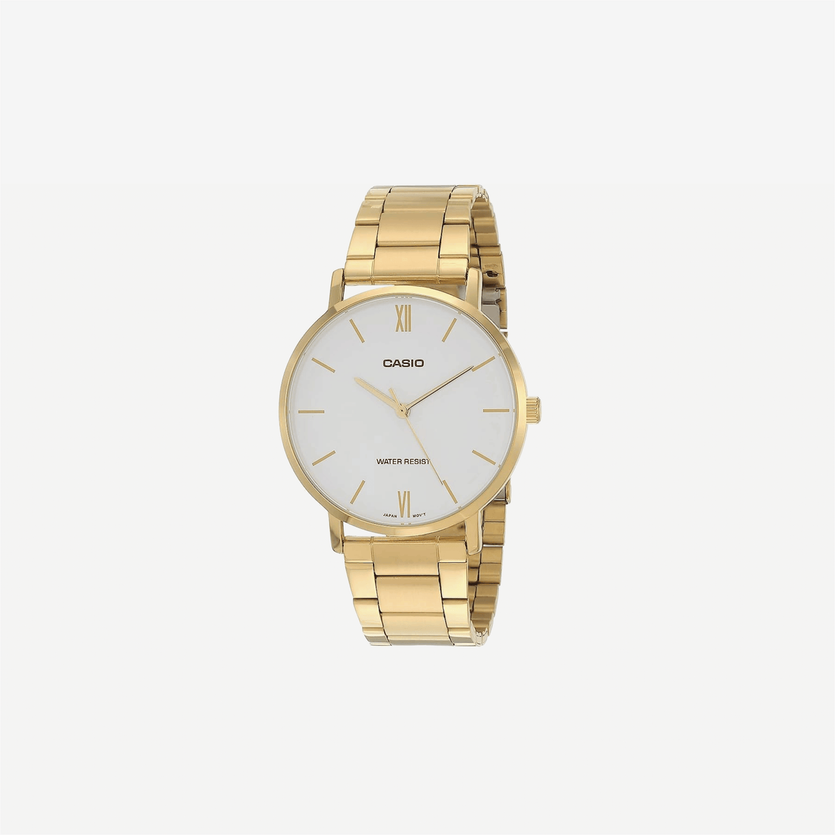 Casio MTP-VT01G-7B Gold Tone Stainless Steel Minimalistic White Dial Analog Watch