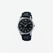 Casio MTP-V001L-1BUDF Black Dial Black Leather Watch