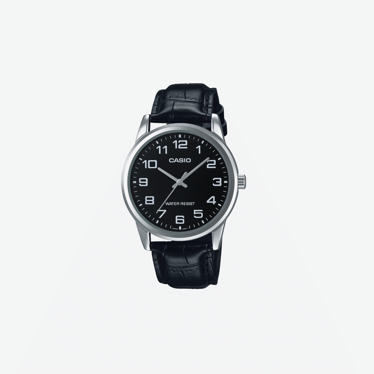 Casio MTP-V001L-1BUDF Black Dial Black Leather Watch