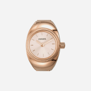 Fossil Watch Ring Women Quartz Pink Dial Analog Stainless Steel Watch Es5247
