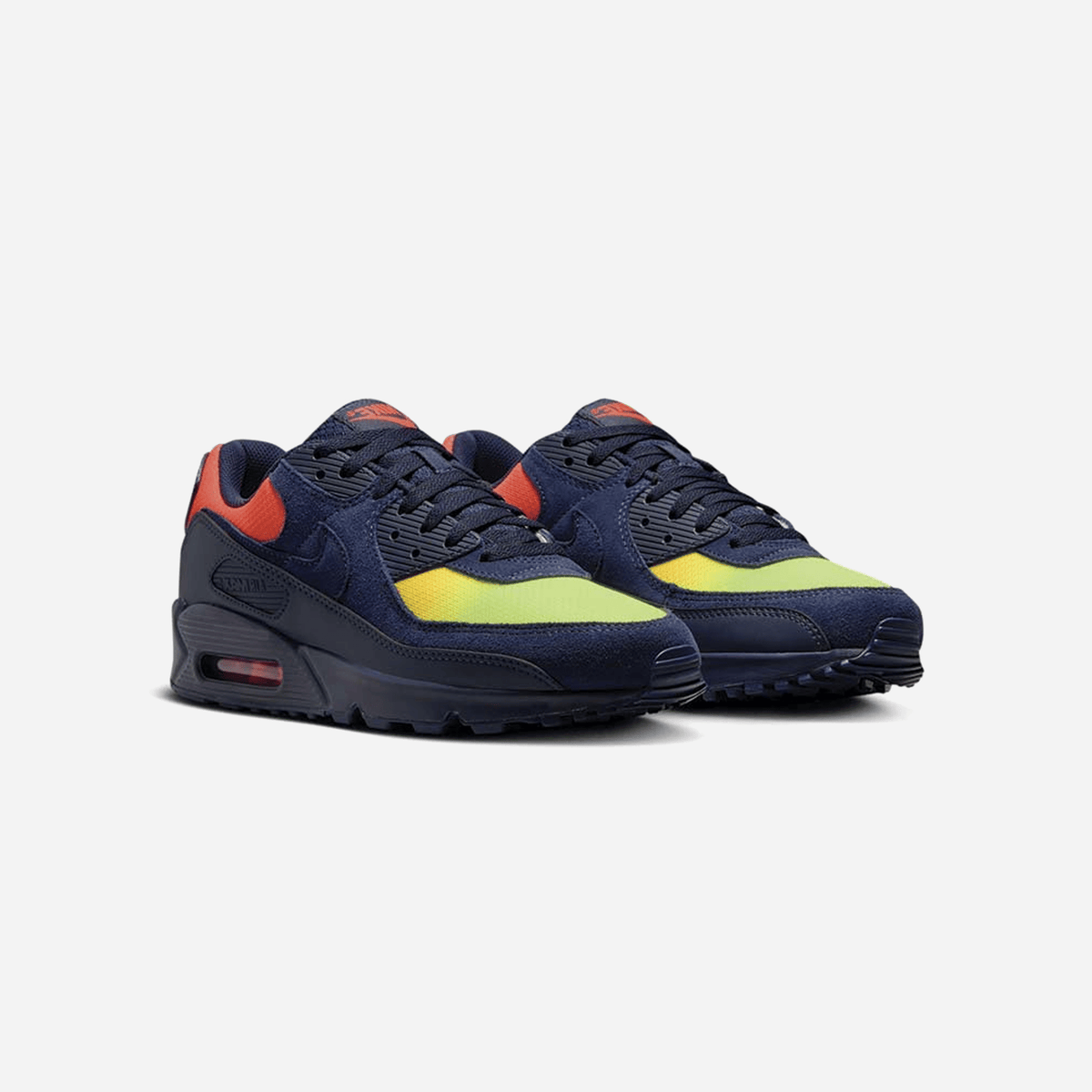 Nike Air Max 90 Blackened Blue Lemon Venom Hyper Crimson Gradient