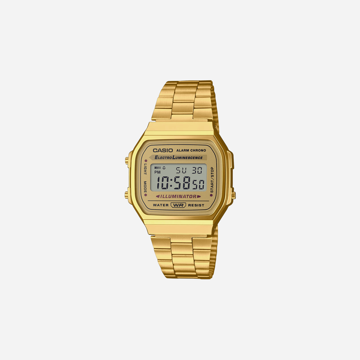 Casio Vintage A168WG-9 Quartz Gold Dial Digital Retro Style Stainless Steel Watch