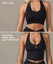 Gymshark Halter Neck Cami with Shelf - Black
