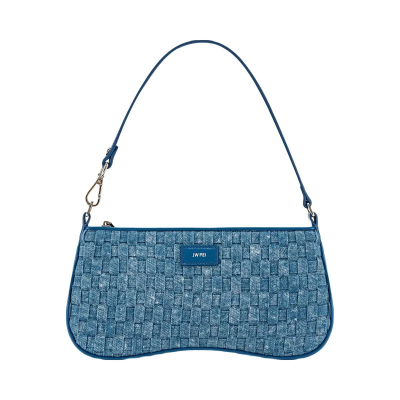 Eva Shoulder Handbag - Blue Denim Weave
