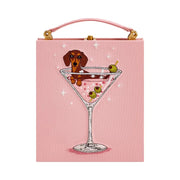 Jw Pei Taya Wine Glass Puppy Pattern Book Shape Clutch Bag Pink